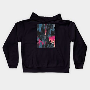 New dawn pink - fluid painting pouring image in teal, black and pink Kids Hoodie